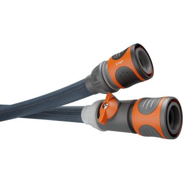 Textile Hose Liano Xtreme 1/2, 10 meter set + indoor adapter + bag (dark grey/orange, model 2023, incl. watering nozzle, control valve)