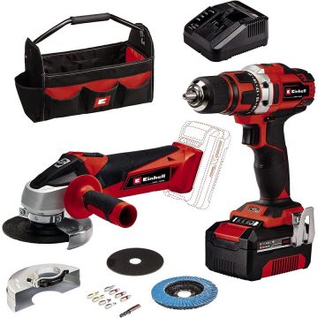 Tool set TE-TK 18/2 Li Kit (red/black, Cordless drill driver and Cordless angle grinder, Li-Ion battery 4.0Ah)
