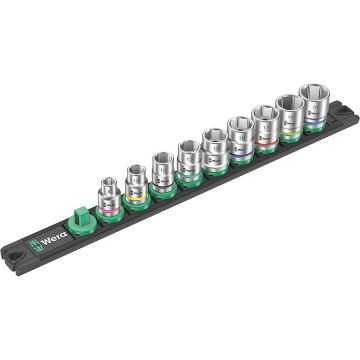 B 4 socket magnet strip Zyklop socket set 3/8 (black/green, 9?piece)
