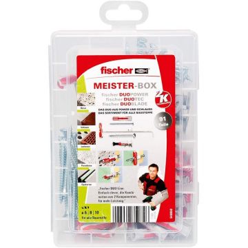 master box DUOLINE, dowels (light grey/red, with screws, 91 pieces)