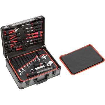 red ALLROUND universal set in aluminum case, 138 pieces, tool set (with reversible ratchet, SW 8mm - 24mm)