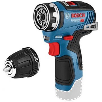 Bosch cordless drill GSR 12V-35 FC solo Professional, 12V (blue / black, without battery and charger, with FlexiClick chuck, L-BOXX)