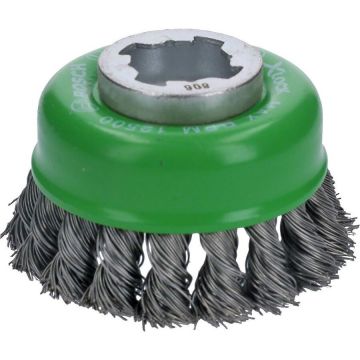 Bosch X-LOCK cup brush Heavy for Inox 75mm, knotted type (75mm diameter, 0.5 mm wire)