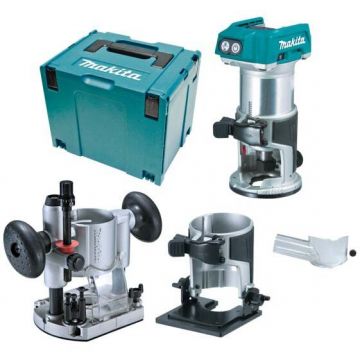 Masina de Frezat Verticala DRT50ZJX2 18V cu Accesorii in Cutie MakPac 4 fara Acumulator Inclus Albastru