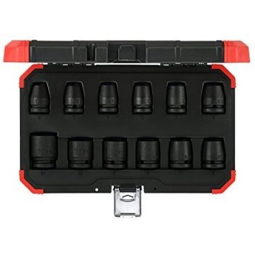Red power wrench socket set 1/2 , 12 pieces (red / black, SW 10mm - 24mm)