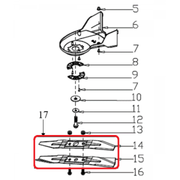 Cutit taiere dublu pentru masina de tuns gazonul Ruris RX441S