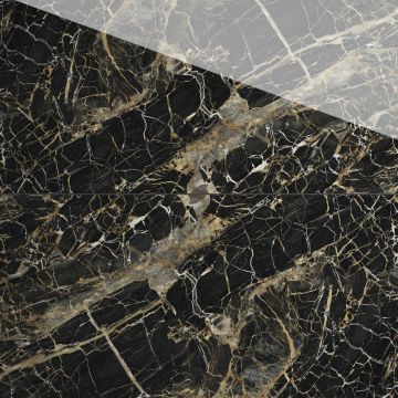 Gresie exterior / interior portelanata Black Golden  60 x 120 cm  lucioasa  rectificata  tip marmura