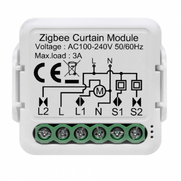 Comutator inteligent pentru jaluzele cortina, 1 canal, Zigbee, 220V, 2.4GHz