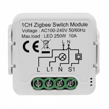 Comutator Smart pentru iluminat, 1 canal, cu nul, Zigbee, 220V, 2.4GHz