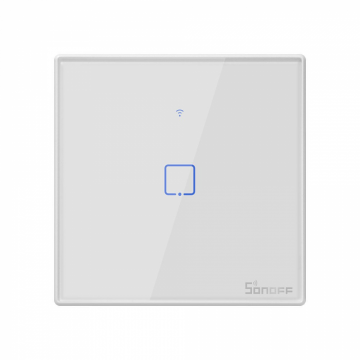 Intrerupator smart cu touch, Wifi + RF 433MHz, 1 canal, 2A, alb, Sonoff T2EU1C-TX