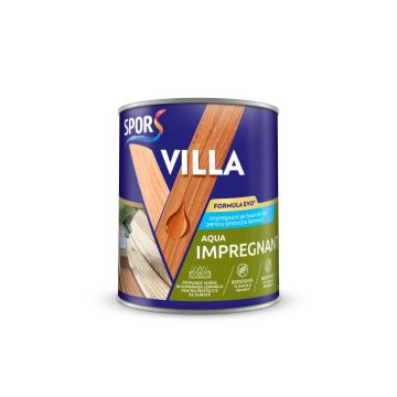 Lac pentru lemn Spor Villa Yacht Impregnant, transparent, pe baza de apa, exterior/interior, 0.75 l