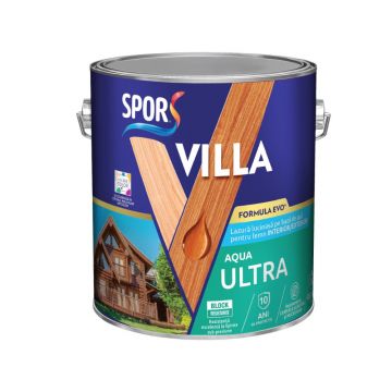 Lazura lemn Spor Villa Ultra Aqua, interior / exterior, pe baza de apa, stejar, 2.5 l