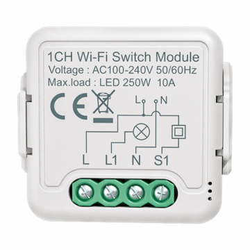 Releu Smart pentru sisteme de iluminat, Wifi, 1 canal, 220V, 2.4GHz