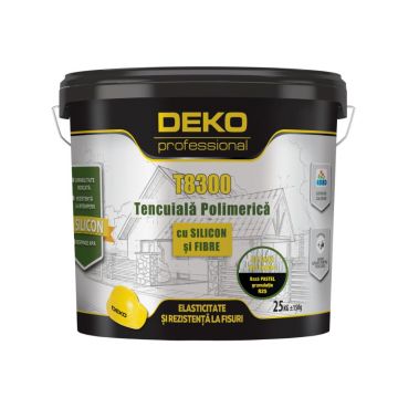 Tencuiala polimerica cu silicon si fibre Deko T830 R15 PAS,interior/exterior,alba,25 kg