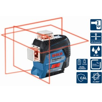 GLL3-80 C Nivela laser cu linii 30m receptor 120m precizie 0.2mm/m