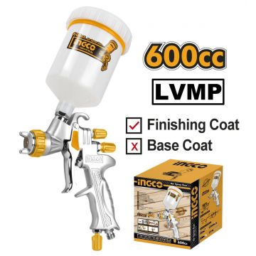 Pistol de Vopsit cu aer LVMP Vas Plastic Sus, Ingco ASG1065