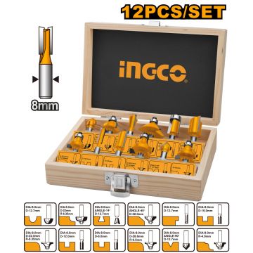Set freze Accesorii Oberfreza 12 bucati Ingco AKRT1211 Set freze Accesorii Oberfreza 12 bucati Ingco AKRT1211