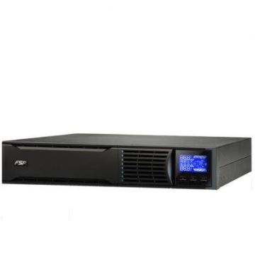 UPS Champ Rack 2K Online cu Sinusoida Pura 2000VA/1800W AVR 3x Schuko Display LCD 4 Baterii 12V/9Ah USB RS232 Dubla Conversie Rack 2U Negru