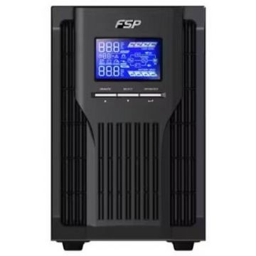 UPS Champ Tower 2K Online cu Sinusoida Pura 2000VA/1800W AVR 4x Socket IEC Display LCD 4 Baterii 12V/9Ah USB RS232 Dubla Conversie Negru