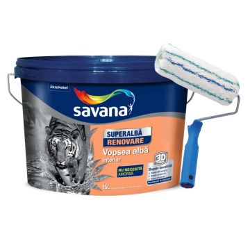 Vopsea Savana superalba renovare, pentru interior, 15 l + trafalet