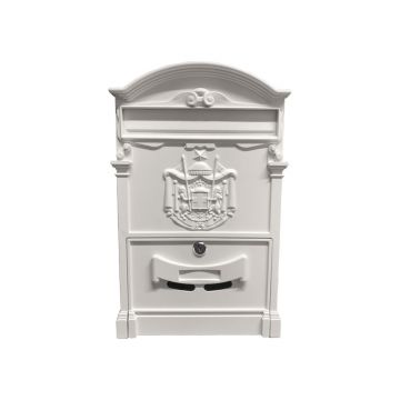Cutie postala exterior Ferrobrand, tabla zincata, usa aluminiu, alb, 2 chei, 400 x 255 x 90 mm