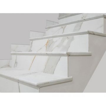 Gresie portelanata profil treapta Exagres Marbles 33x120 cm rotunjita - Culoare marbles calacatta