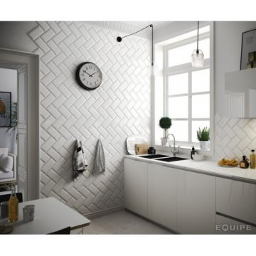 Faianta Equipe Metro, alb mat 10x20 cm - Dimensiune 10x20