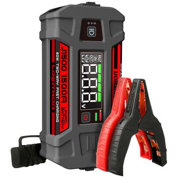 Redresor Auto J1500 Starter cu Clesti pentru Pornire Motor Diesel sau Benzina 1500A USB/USB-C Functie de Powerbank Gri