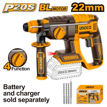 Ciocan Rotopercutor Picamer 20V, 2J, 5000pm, brushless, SDS plus Fara acumulator Ingco CRHLI20208