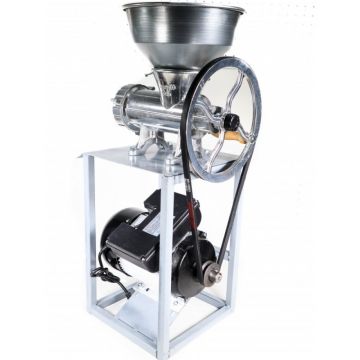 Masina de tocat carne electrica din inox si aluminiu, NR 32, 1500W, cu suport si motor, 150-200 kg /h