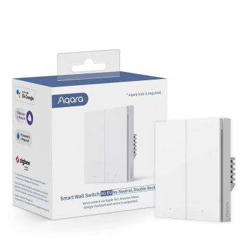 Intrerupator ingropat AQARA Smart Wall Switch EU, fara nul, 2 butoane