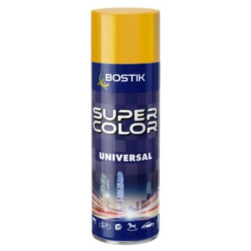 Vopsea spray universala decorativa Bostik Super Color, interior/exterior, galben auriu RAL1004, 400 ml