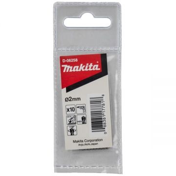 Makita  D-06258 - Set burghie metal HSS 2  mm tija cilindrica 10  bucati