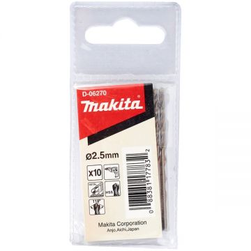 Makita  D-06270 - Set burghie metal HSS 2.5  mm tija cilindrica 10  bucati