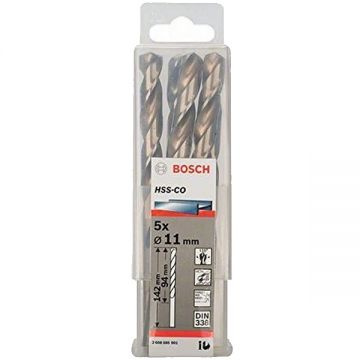 Bosch  2608585901 - Set burghie metal HSS-CO 11  mm tija cilindrica 5  bucati