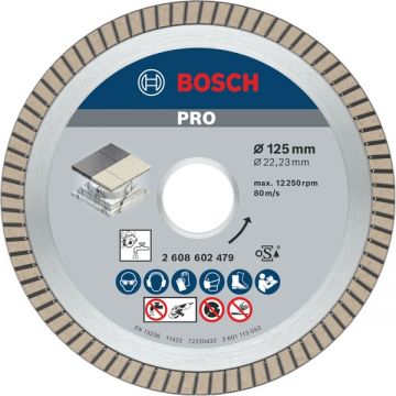 Bosch  PRO Ceramic - Disc diamantat de taiere continuu 125x22.2x1.4 mm taiere uscata