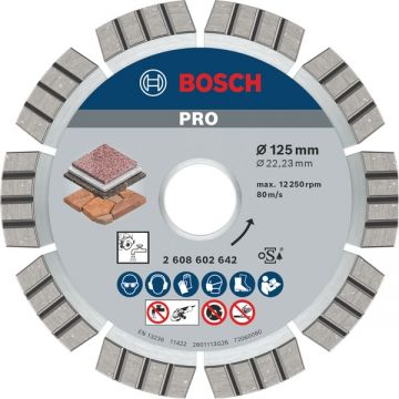 Bosch  PRO Stone - Disc diamantat de taiere segmentat 125x22.2x2.2 mm taiere uscata