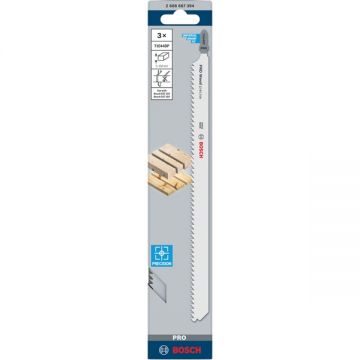 Bosch  PRO Wood precise T1044DP - Set panze fierastrau pendular tija cu un prag de prindere (T) 250 mm lemn taiere dreapta grosiera 3 bucati
