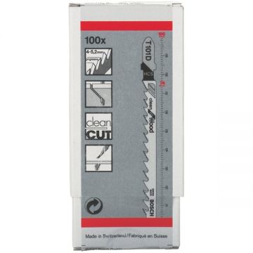 Bosch  T 101 D - Set panze fierastrau pendular tija cu un prag de prindere (T) 100 mm lemn taiere dreapta fina 100 bucati
