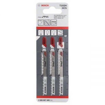 Bosch  T 102 H - Set panze fierastrau pendular tija cu un prag de prindere (T) 100 mm plastic taiere dreapta fina 3 bucati