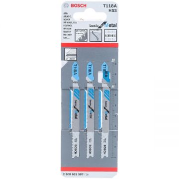 Bosch  T 118 A - Set panze fierastrau pendular tija cu un prag de prindere (T) 92 mm metal taiere dreapta fina 3 bucati