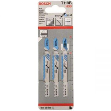 Bosch  T 118 B - Set panze fierastrau pendular tija cu un prag de prindere (T) 92 mm metal taiere dreapta fina 3 bucati