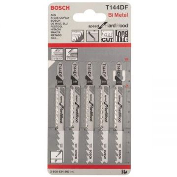 Bosch  T 144 DF - Set panze fierastrau pendular tija cu un prag de prindere (T) 100 mm lemn taiere dreapta grosiera 5 bucati