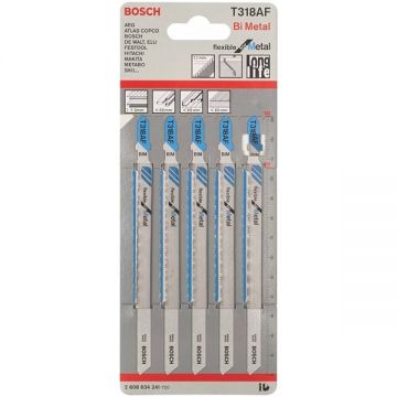 Bosch  T 318 AF - Set panze fierastrau pendular tija cu un prag de prindere (T) 132 mm metal taiere dreapta fina 5 bucati