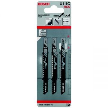 Bosch  U 111 C - Set panze fierastrau pendular tija universala (U) 92 mm lemn taiere dreapta grosiera 3 bucati