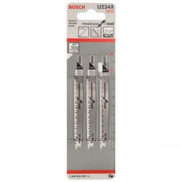 Bosch  U 234 X - Set panze fierastrau pendular tija universala (U) 108 mm lemn taiere dreapta fina 3 bucati