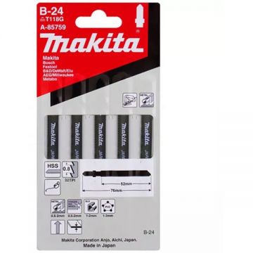 Makita  B-24 - Set panze fierastrau pendular tija cu un prag de prindere (T) 50 mm metal taiere dreapta fina 5 bucati