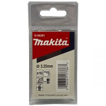 Makita  D-06301 - Set burghie metal HSS 3.25  mm tija cilindrica 10  bucati