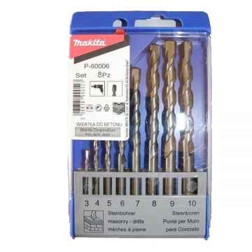 Makita  P-60006 - Set burghie de zidarie 3-10  mm tija cilindrica 8 bucati