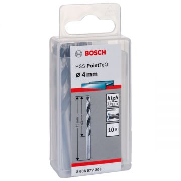 Bosch  2608577208 - Set burghie metal HSS-PointTeq 4  mm tija cilindrica 10  bucati